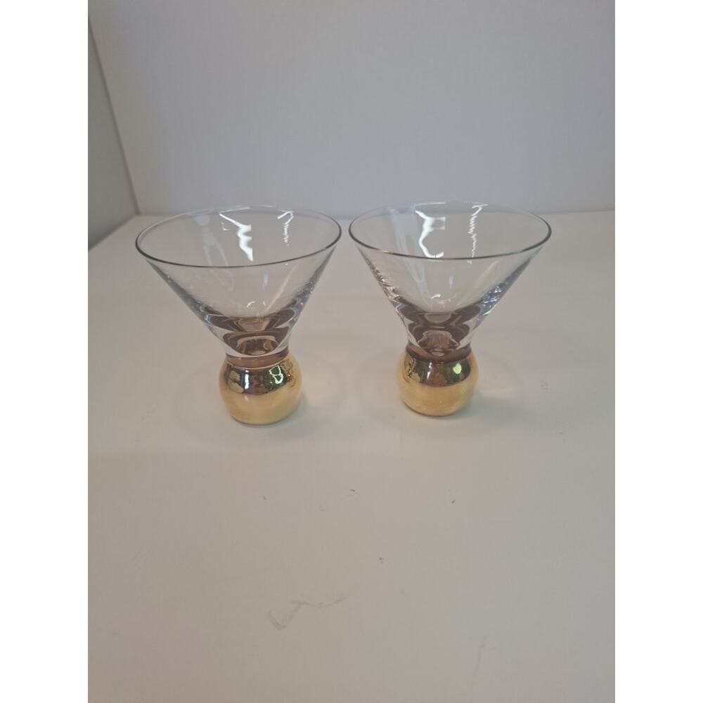 Set of 2 3.5" Martini Glasses. Gold Ball Base .